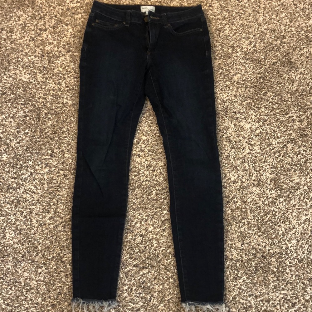 Dark wash raw hem Daily Ritual skinny jeans. Very gently used condition.
